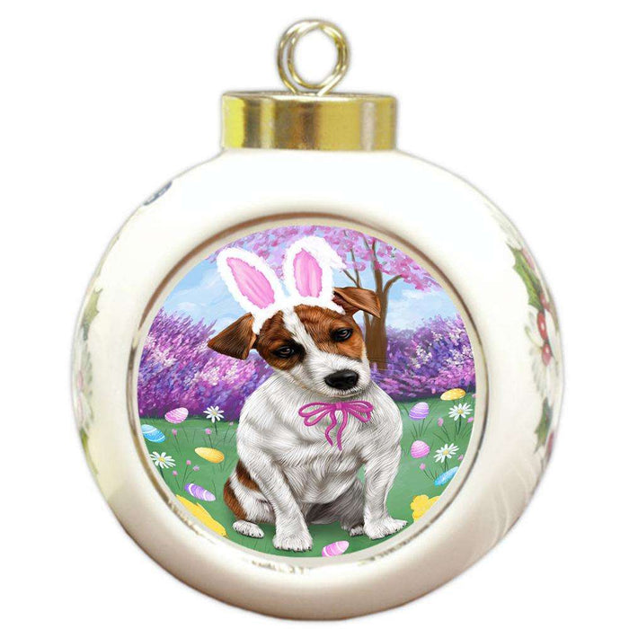 Jack Russell Terrier Dog Easter Holiday Round Ball Christmas Ornament RBPOR49166