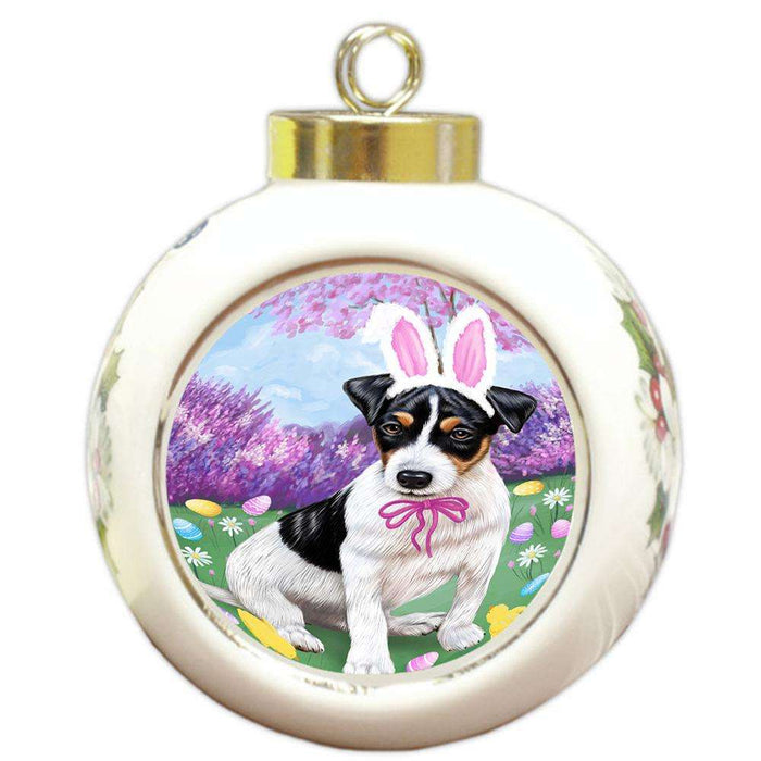Jack Russell Terrier Dog Easter Holiday Round Ball Christmas Ornament RBPOR49167