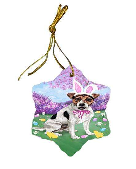 Jack Russell Terrier Dog Easter Holiday Star Porcelain Ornament SPOR49156