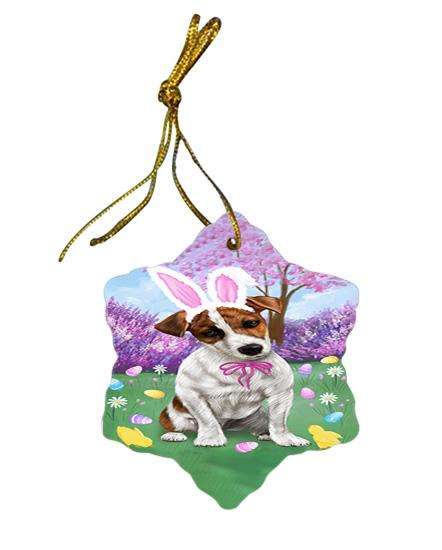 Jack Russell Terrier Dog Easter Holiday Star Porcelain Ornament SPOR49158