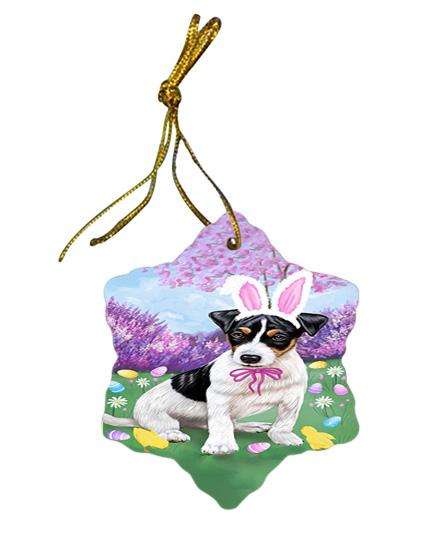 Jack Russell Terrier Dog Easter Holiday Star Porcelain Ornament SPOR49159