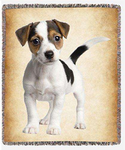 Jack Russell Terrier Puppy Dog Woven Throw Blanket 54 X 38