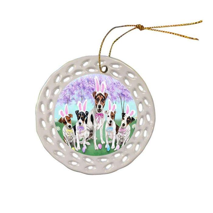 Jack Russell Terriers Dog Easter Holiday Ceramic Doily Ornament DPOR49165