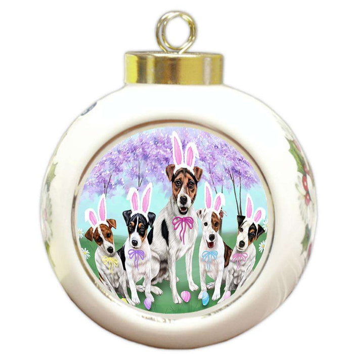 Jack Russell Terriers Dog Easter Holiday Round Ball Christmas Ornament RBPOR49165