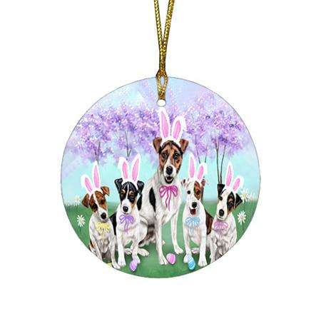 Jack Russell Terriers Dog Easter Holiday Round Flat Christmas Ornament RFPOR49156