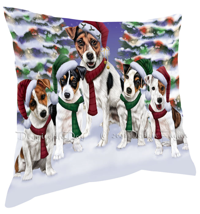 Christmas Family Portrait Jack Russell Dog Pillow with Top Quality High-Resolution Images - Ultra Soft Pet Pillows for Sleeping - Reversible & Comfort - Ideal Gift for Dog Lover - Cushion for Sofa Couch Bed - 100% Polyester