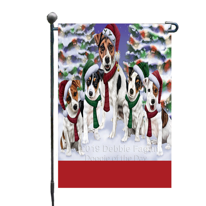Personalized Christmas Happy Holidays Jack Russell Dogs Family Portraits Custom Garden Flags GFLG-DOTD-A59126