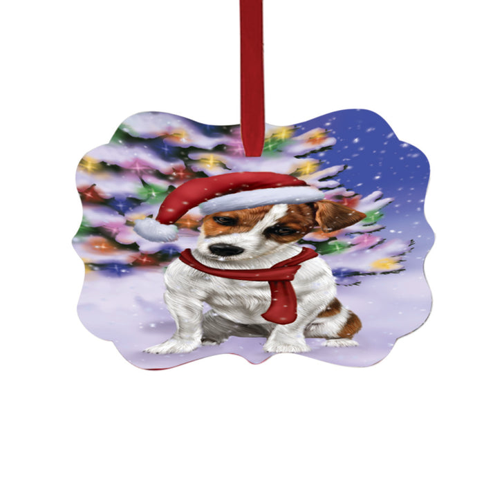 Winterland Wonderland Jack Russel Dog In Christmas Holiday Scenic Background Double-Sided Photo Benelux Christmas Ornament LOR49593