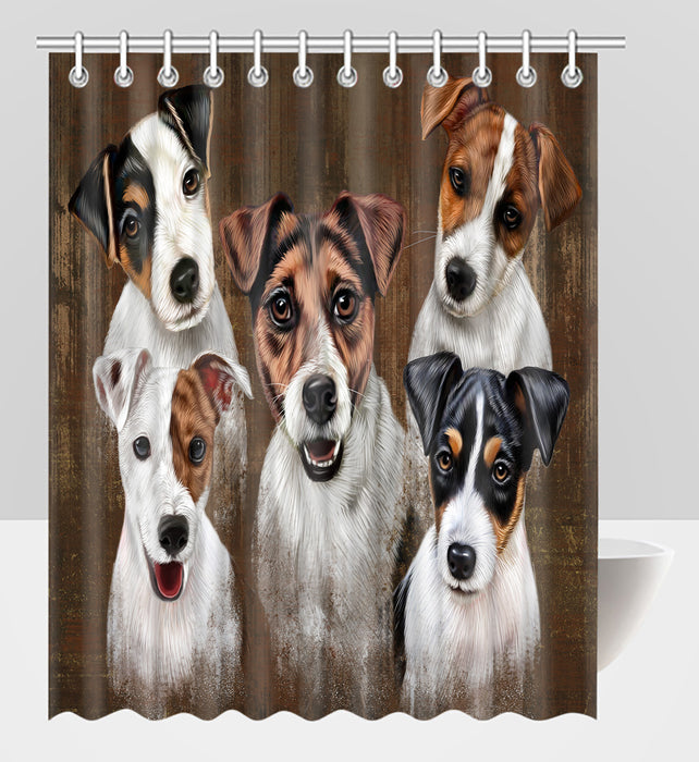 Rustic Jack Russel Dogs Shower Curtain