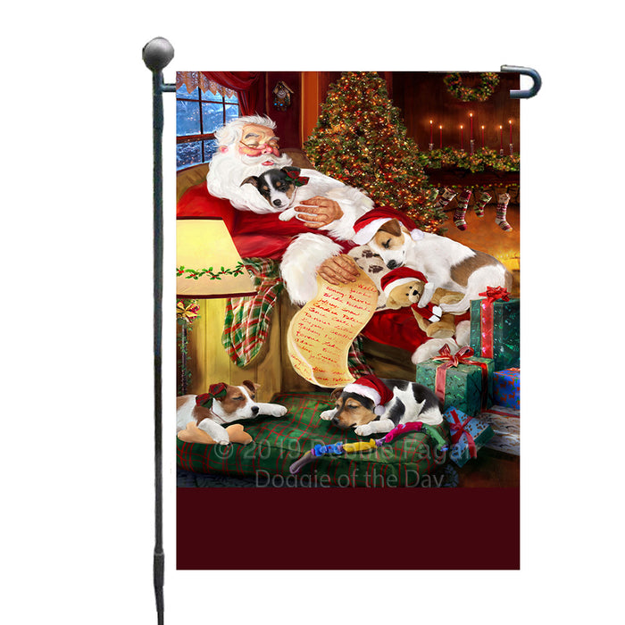 Personalized Jack Russell Dogs and Puppies Sleeping with Santa Custom Garden Flags GFLG-DOTD-A62640