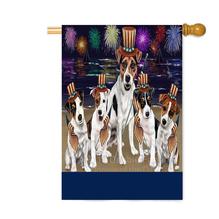 Personalized 4th of July Firework Jack Russell Dogs Custom House Flag FLG-DOTD-A58010