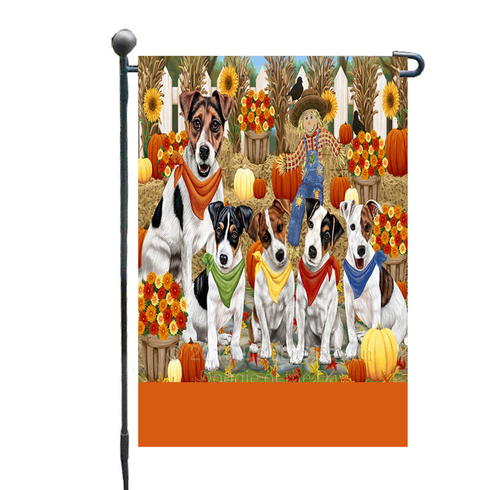 Personalized Fall Festive Gathering Jack Russell Dogs with Pumpkins Custom Garden Flags GFLG-DOTD-A61950