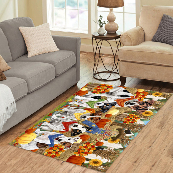 Fall Festive Harvest Time Gathering Jack Russell Dogs Area Rug