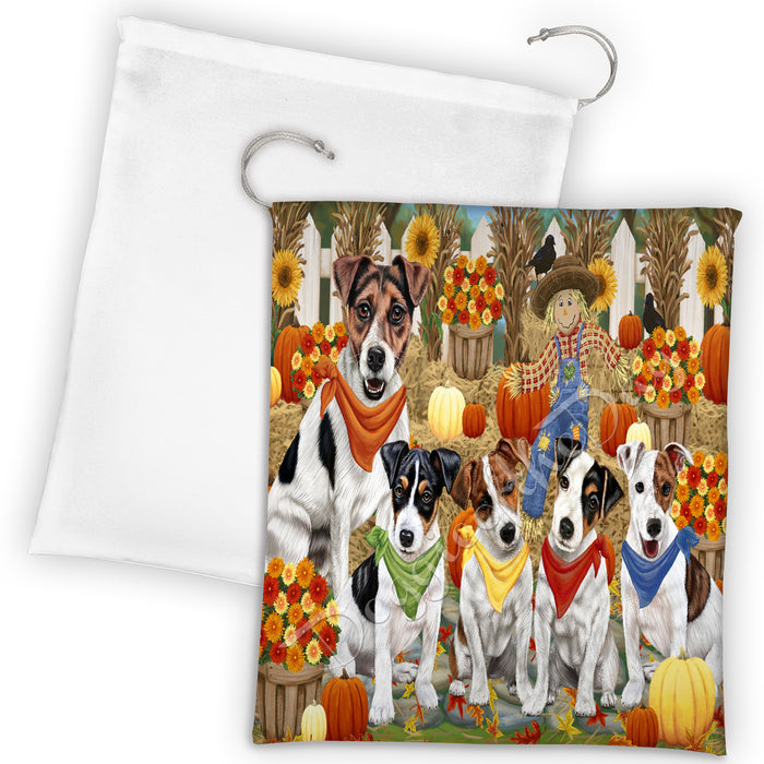 Fall Festive Harvest Time Gathering Jack Russell Dogs Drawstring Laundry or Gift Bag LGB48413