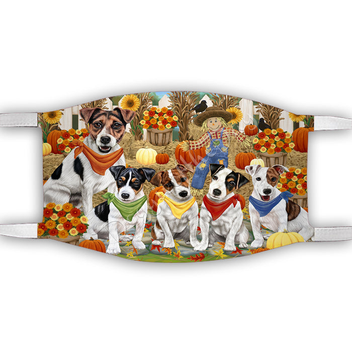 Fall Festive Harvest Time Gathering  Jack Russell Dogs Face Mask FM48546