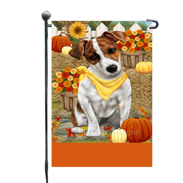 Personalized Fall Autumn Greeting Jack Russell Dog with Pumpkins Custom Garden Flags GFLG-DOTD-A61951