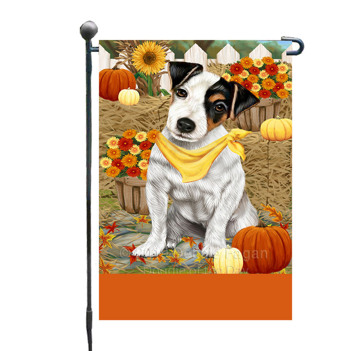 Personalized Fall Autumn Greeting Jack Russell Dog with Pumpkins Custom Garden Flags GFLG-DOTD-A61952