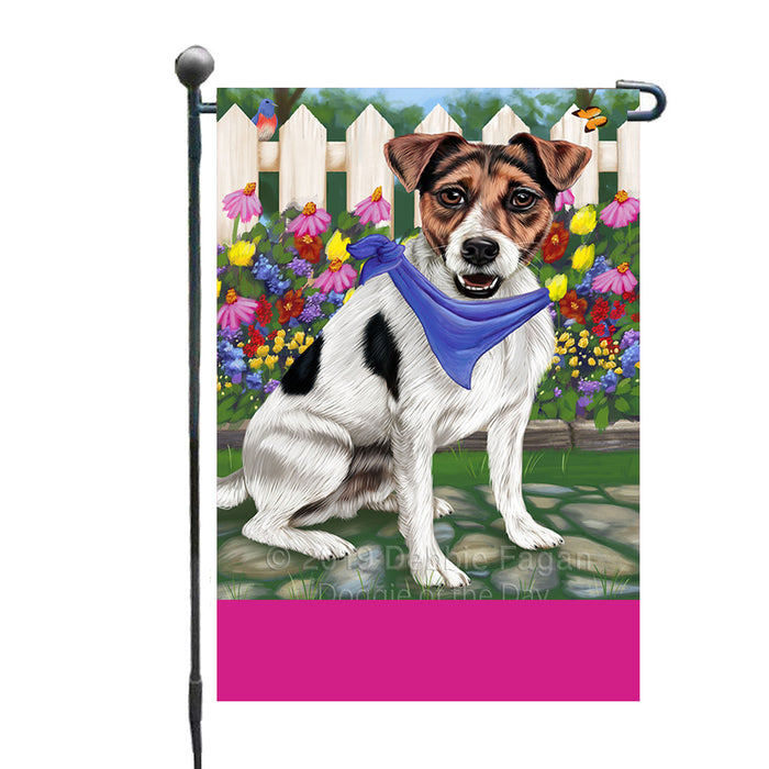 Personalized Spring Floral Jack Russell Dog Custom Garden Flags GFLG-DOTD-A62891