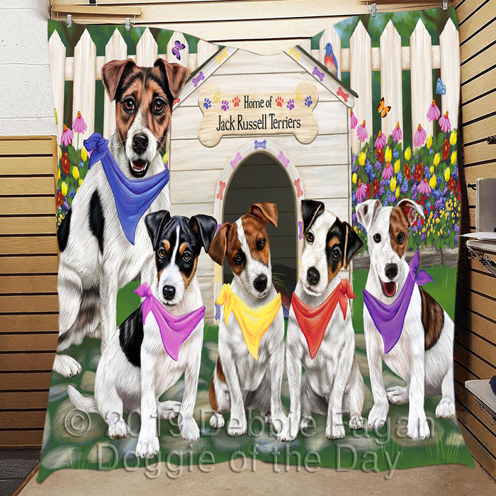 Spring Dog House Jack Russell Dogs Quilt