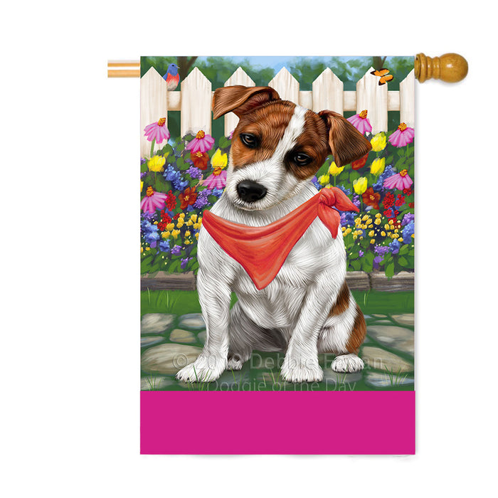 Personalized Spring Floral Jack Russell Dog Custom House Flag FLG-DOTD-A62949