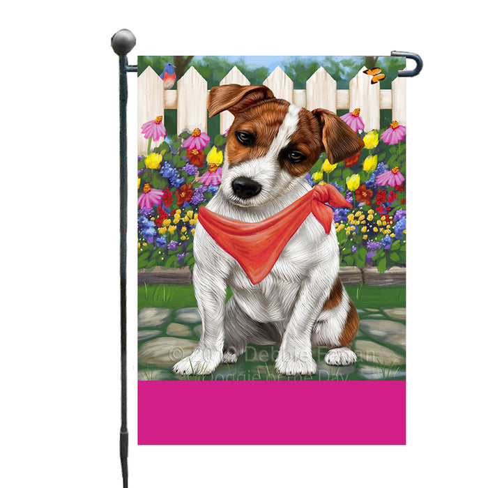 Personalized Spring Floral Jack Russell Dog Custom Garden Flags GFLG-DOTD-A62893