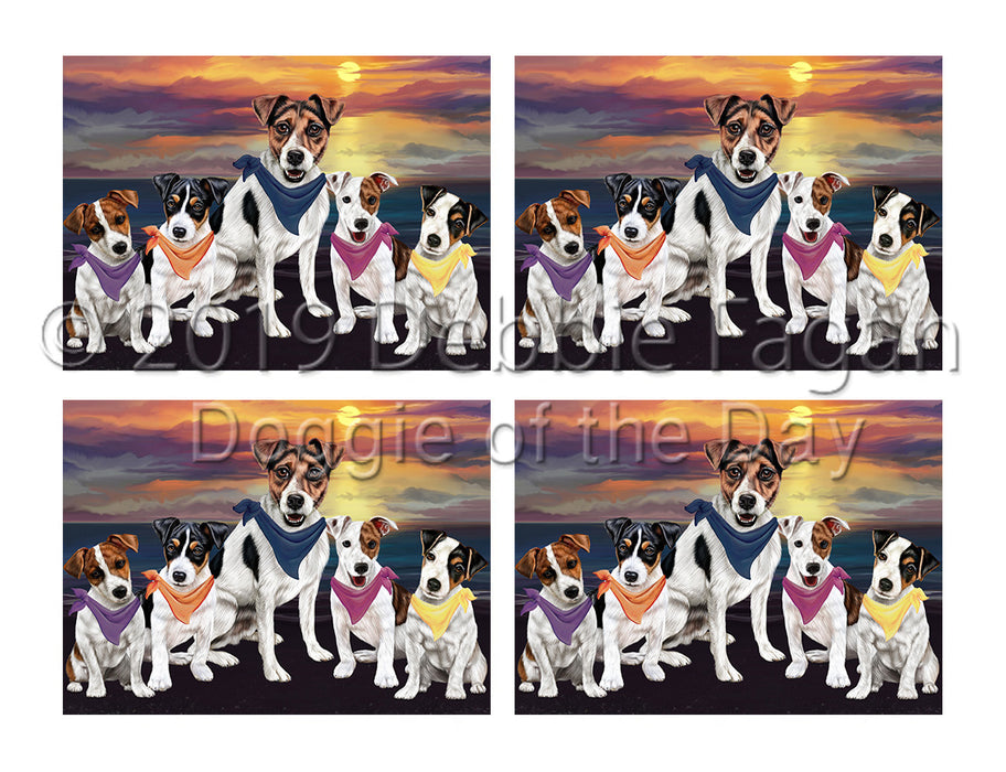 Family Sunset Portrait Jack Russell Dogs Placemat