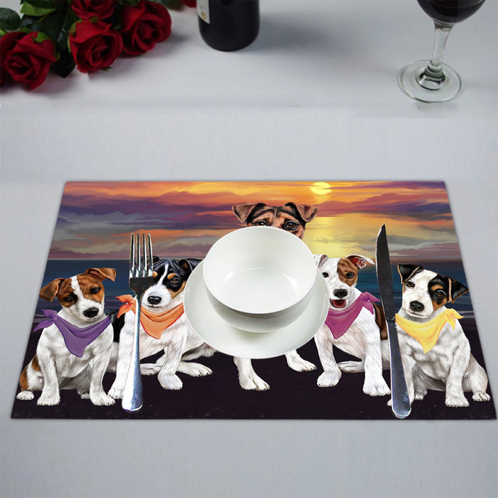 Family Sunset Portrait Jack Russell Dogs Placemat