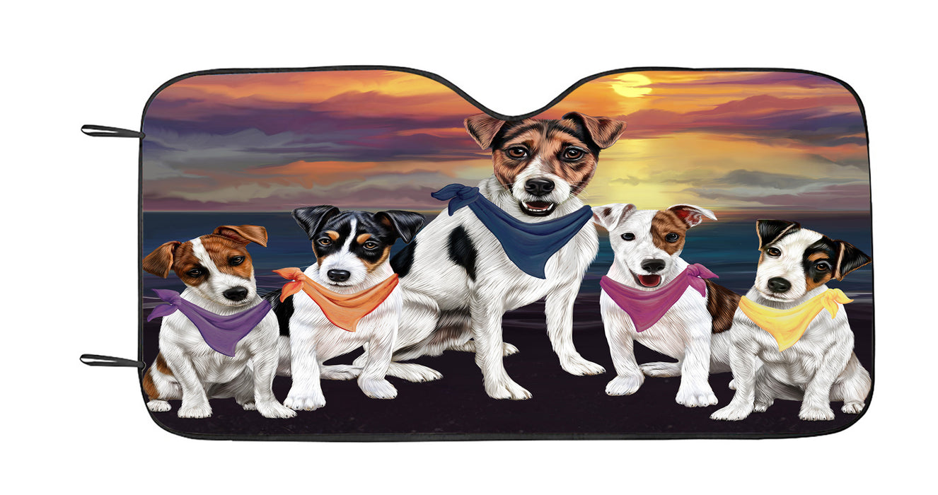Family Sunset Portrait Jack Russell Dogs Car Sun Shade