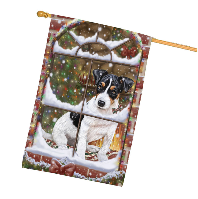 Please come Home for Christmas Jack Russell Dog House Flag Outdoor Decorative Double Sided Pet Portrait Weather Resistant Premium Quality Animal Printed Home Decorative Flags 100% Polyester FLG68003