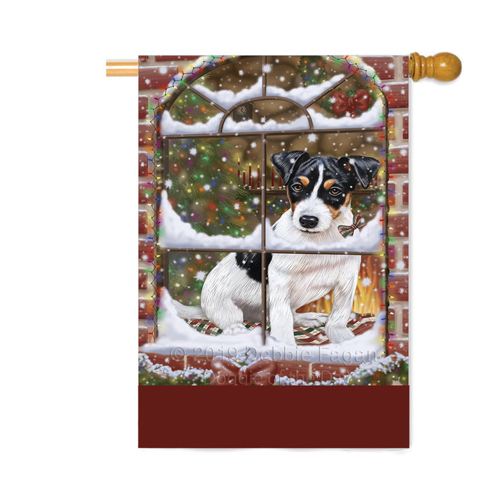 Personalized Please Come Home For Christmas Jack Russell Dog Sitting In Window Custom House Flag FLG-DOTD-A60228