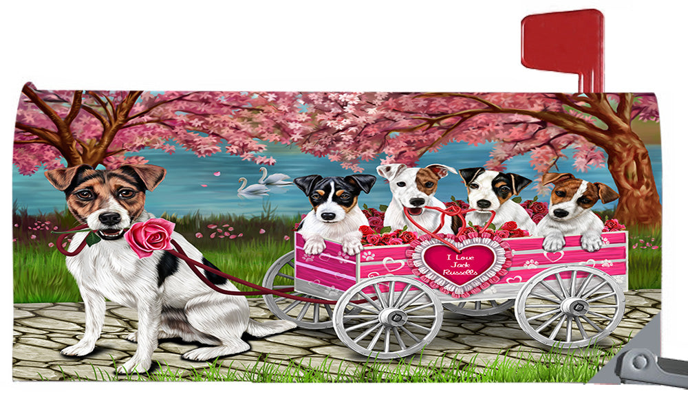 I Love Jack Russell Dogs in a Cart Magnetic Mailbox Cover MBC48562
