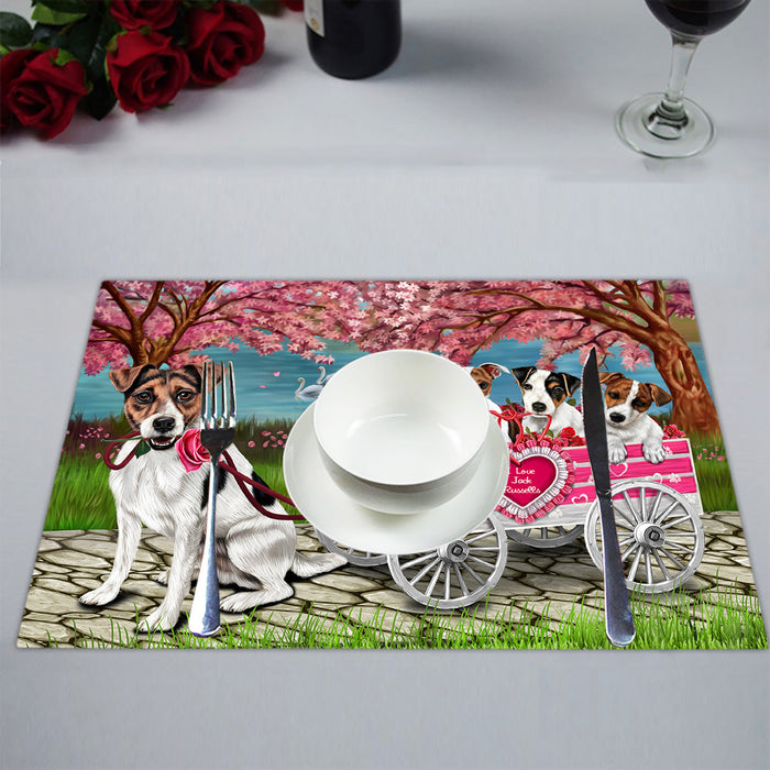 I Love Jack Russell Dogs in a Cart Placemat