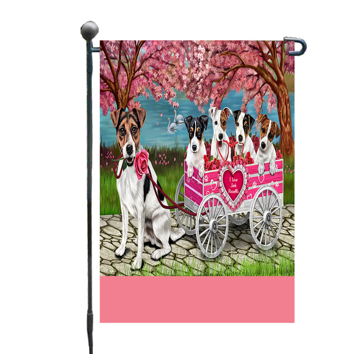 Personalized I Love Jack Russell Dogs in a Cart Custom Garden Flags GFLG-DOTD-A62162