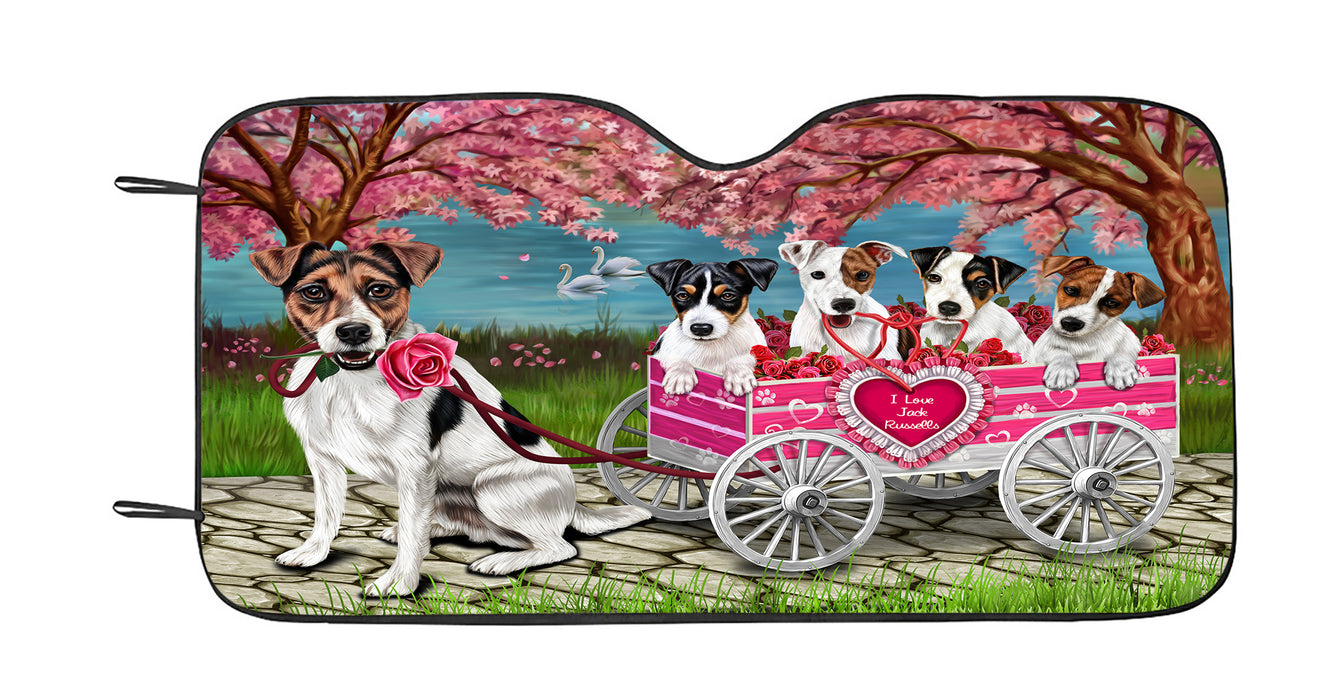I Love Jack Russell Dogs in a Cart Car Sun Shade