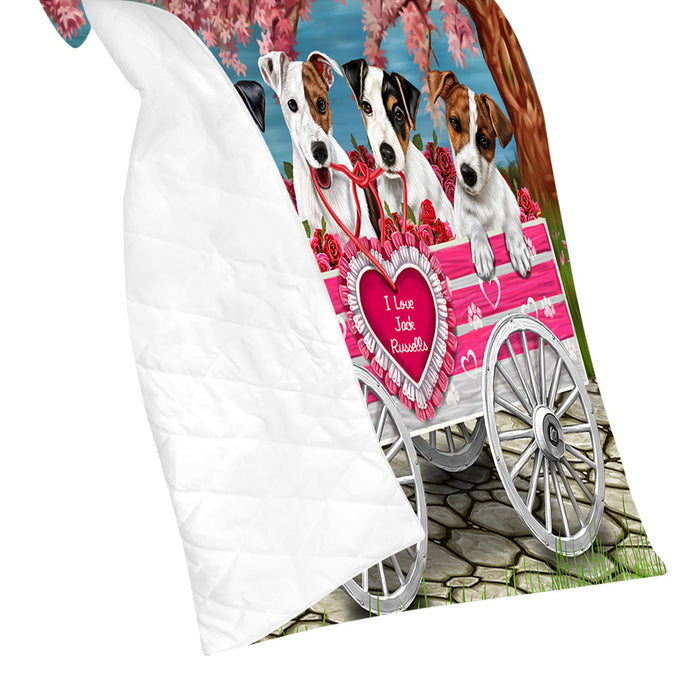 I Love Jack Russell Dogs in a Cart Quilt