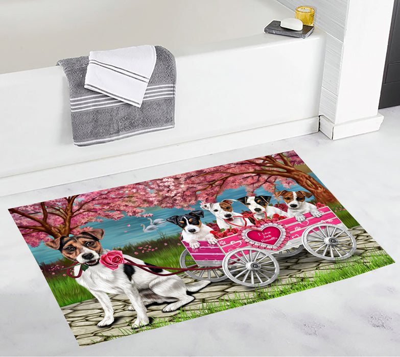 I Love Jack Russell Dogs in a Cart Bath Mat
