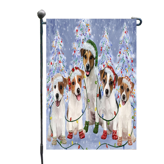 Christmas Lights and Jack Russell Dogs Garden Flags- Outdoor Double Sided Garden Yard Porch Lawn Spring Decorative Vertical Home Flags 12 1/2"w x 18"h