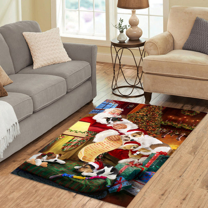 Santa Sleeping with Jack Russell Dogs Area Rug