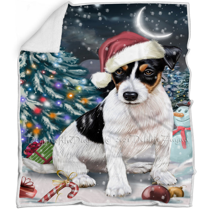 Have a Holly Jolly Christmas Jack Russell Dog in Holiday Background Blanket D077
