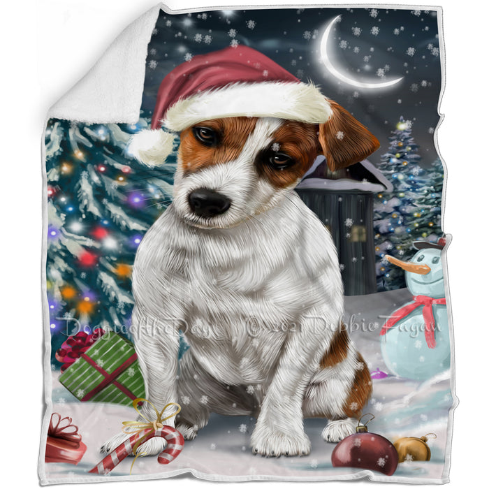 Have a Holly Jolly Christmas Jack Russell Dog in Holiday Background Blanket D078