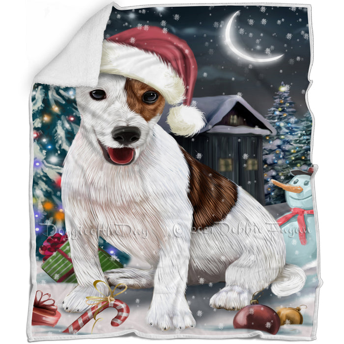 Have a Holly Jolly Christmas Jack Russell Dog in Holiday Background Blanket D079