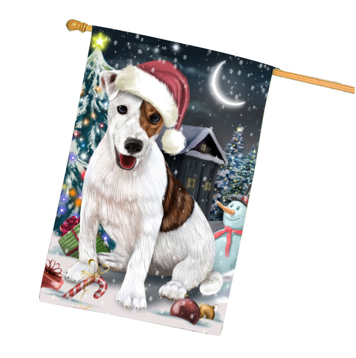 Have a Holly Jolly Christmas Jack Russell Dog House Flag Outdoor Decorative Double Sided Pet Portrait Weather Resistant Premium Quality Animal Printed Home Decorative Flags 100% Polyester FLG67871