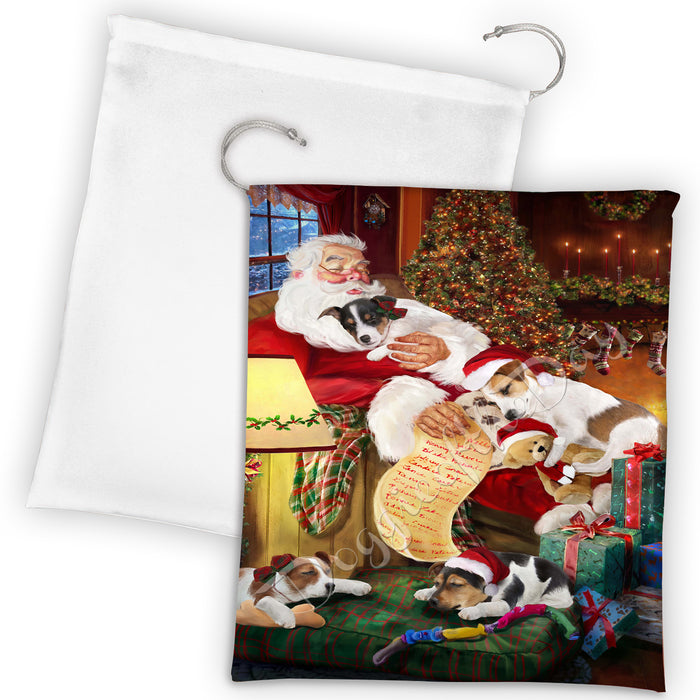 Santa Sleeping with Jack Russell Dogs Drawstring Laundry or Gift Bag LGB48820