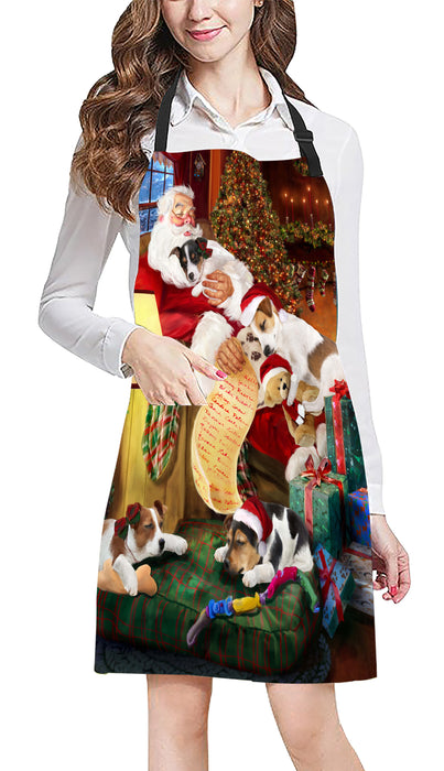 Santa Sleeping with Jack Russell Dogs Apron