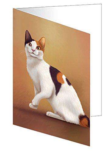 Japanese Bobtail Cat Handmade Artwork Assorted Pets Greeting Cards and Note Cards with Envelopes for All Occasions and Holiday Seasons