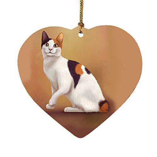 Japanese Bobtail Cat Heart Christmas Ornament