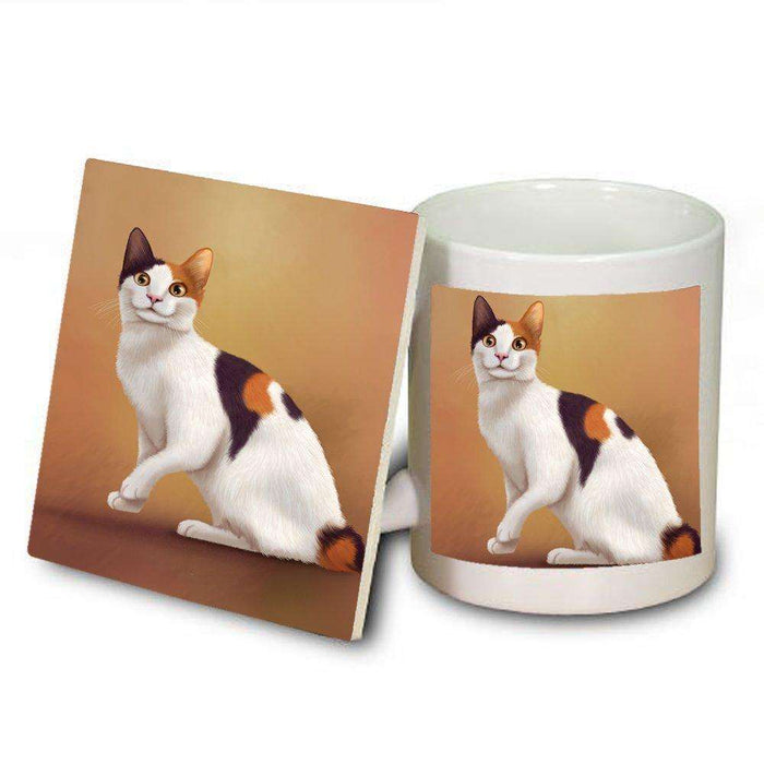 Japanese Bobtail Cat Mug and Coaster Set