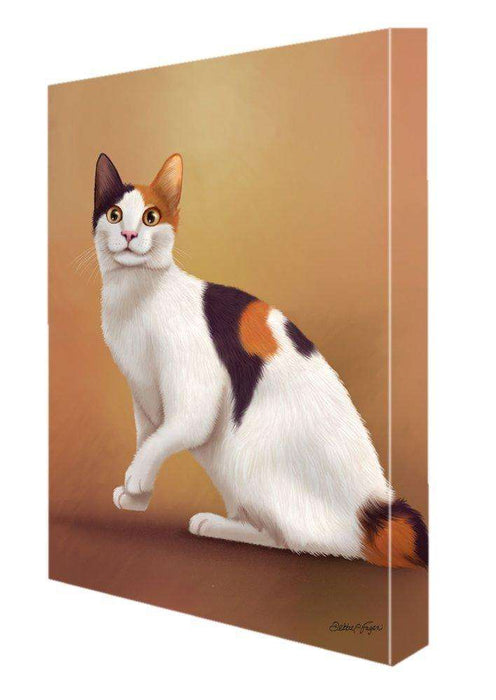 Japanese Bobtail Cat Painting Printed on Canvas Wall Art Signed