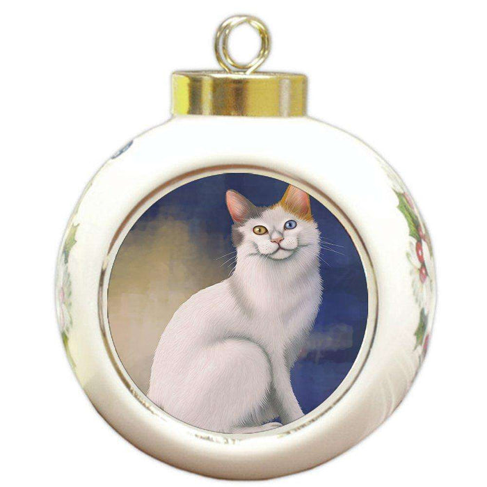 Japanese Bobtail Cat Round Ball Christmas Ornament