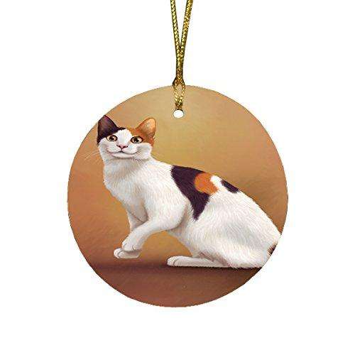 Japanese Bobtail Cat Round Christmas Ornament